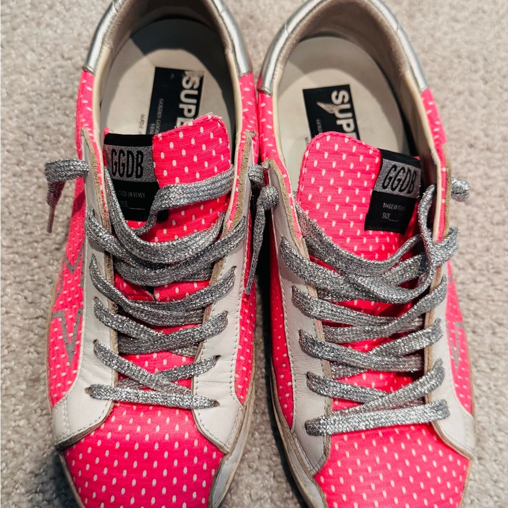 Golden Goose Pink and Silver Sneakers with Sporty Design